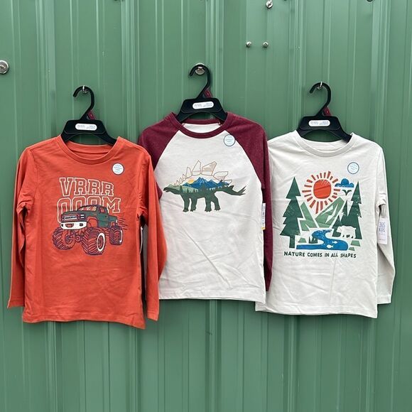 Boys Raglan & Graphic Tee with Long Sleeves 3-Pack Size 7 - Picture 1 of 11